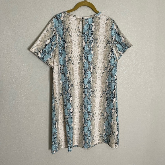 Entro Snake Print Blue Beige Shift Dress Small - Picture 4 of 4